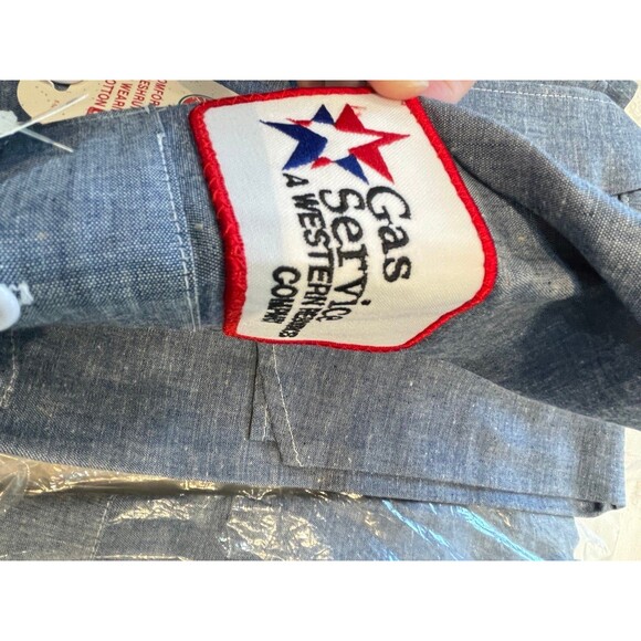 NEW KEY WORK DENIM SHIRTS blue gas service neck, 16 1/2 length 35 NWT set of 2 - Picture 7 of 9